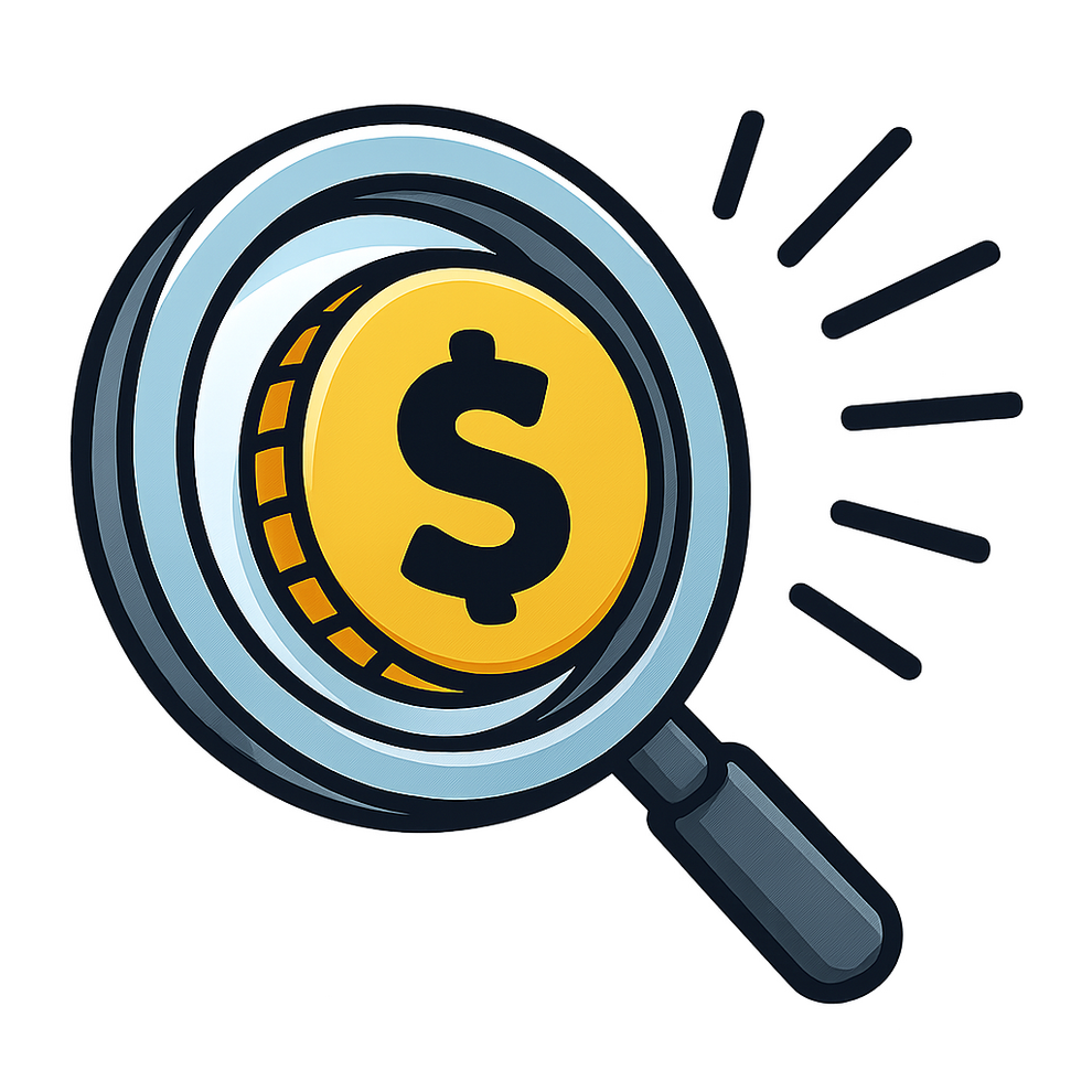 Crypto Coin Under Magnifying Glass – Research Tools Illustration Illustration of a gold cryptocurrency coin inside a magnifying glass, symbolizing research, DYOR, and crypto trading tools. Ideal for crypto learning platforms, wallet setup guides, or hidden gem analysis content.